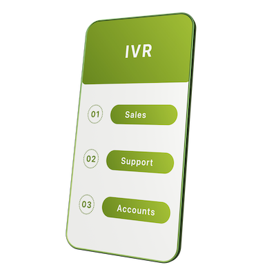 IVR menu prompts for a business phone system