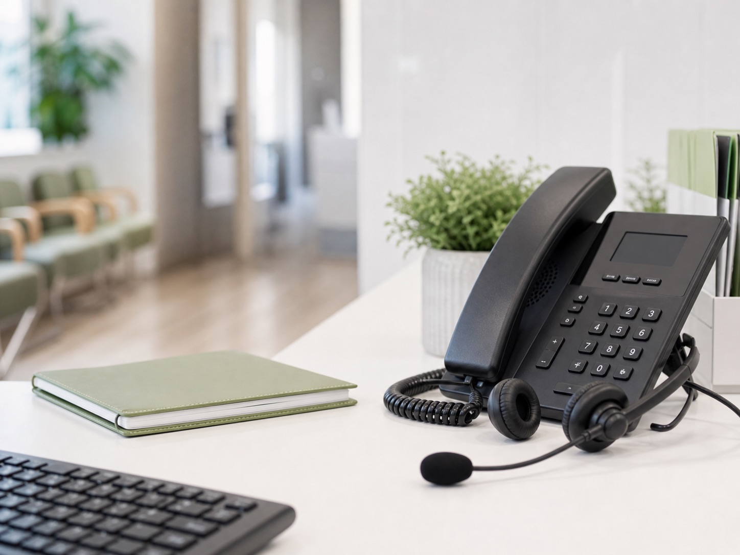 Medical practice reception phone desk
